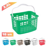 Kit 10 Mini Cesta Cestinha Plastica Farmacia Uma Alça 3 5 Lt Cor Verde claro