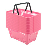 Kit 10 Mini Cestinha Plástica Farmácia Perfumaria Rosa