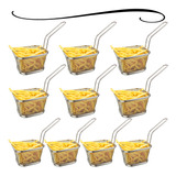 Kit 10 Mini Cestos Em Inox Para Batata Frita Porções Frango