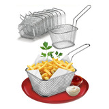 Kit 10 Mini Cestos Fritura Restaurante Porção Batata Nuggets