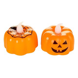 Kit 10 Mini Velas Led Decoração Halloween Abóbora 5cm