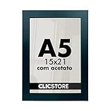 Kit 10 Moldura A5 15x21Cm Com Acetato E Fundo Para Quadros Fotos Cor Da Armação Preto