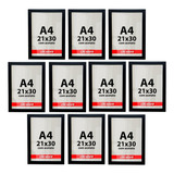 Kit 10 Molduras Para Quadro A4 21x30 Certificado Com Acetato Cor Preto