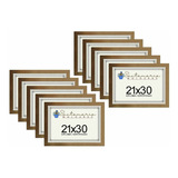 Kit 10 Molduras Porta Diploma Certificado A4 21x30 Dourado Cor Dourado escuro Liso