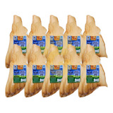 Kit 10 Mordedor Pet Para Cães Orelha Bovina Natural Dip Dog Cor Bege