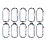 Kit 10 Mosquetão Aço Oval Rosca 23kn Nbr Trava Dupla Altura