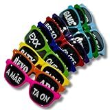 Kit 10 Óculos Escuros New Wave Standard WF Com Frases Divertidas Proteção UV Para Festa Balada -Colorido-