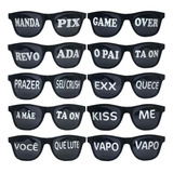 Kit 10 Oculos Frases Divertidas Sortidas Festa Balada Cor Preto Cor Da Lente Preto