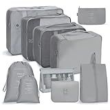 KIT 10 Organizador De Malas Para Viagem Kit Completo De Organização Inclui Bolsa Organizadora E Necessaire Feminina Organizadores De Bagagem Para Viagem VANOVA CINZA 