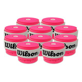 Kit 10 Overgrip Wilson Para Beach Tennis Tênis Padel Preto Cor Rosa Neon
