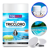 Kit 10 Pastilhas De Cloro Para Piscina Ação Tripla 200g 2kg