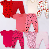 Kit 10 Pçs Body E Mijão Bebe M curta Malha 100 ALG Menina