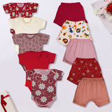Kit 10 Pçs Body E Shorts Bebe Malha 100 Algodão Menino