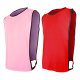 Kit 10 Pçs Colete Pp Infantil Futebol Tecido Helanquinha Cor Rosa X Vermelho