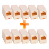 Kit 10 Pçs Emenda Conector P Rj45 Fêmea X Fêmea Cabo Rede