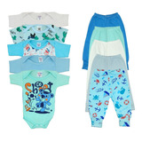 Kit 10 Pçs Roupa De Bebê Body Manga Curta Mijão Meninos