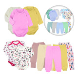 Kit 10 Pçs Roupa De Bebê Body Manga Longa Mijão Meninas