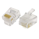 Kit 10 Peças Conector Rj12 6p6c Macho Para Cabo 6 Vias