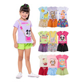 Kit 10 Peças De Roupa Menina 5 Camisas 5 Shorts 1 Ao 10