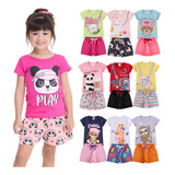 Kit 10 Peças De Roupa Menina 5 Camisas 5 Shorts 1 Ao 10