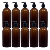 Kit 10 Peças Frasco Plástico Âmbar Com Válvula Preta 500ml