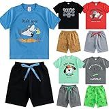 Kit 10 Peças Infantil De Menino Masculino Roupas De Verão 5 Bermudas E 5 Camisetas Tamanho 8