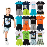 Kit 10 Peças Infantil Menino Verão 5 Camisetas 5 Shorts