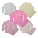 Kit 10 Pijama Canelado Liso 1 4 Anos Infantil Inverno verão