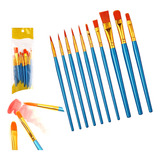 Kit 10 Pincel Para Aquarela Pintura A Óleo Acrilica