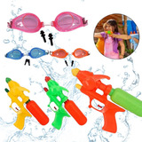Kit 10 Pistola Lança Água 10 Óculos Natação Lança Mergulho