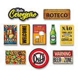 Kit 10 Placas Decorativas Bebidas Cervejas Churrasco Frases