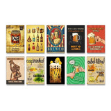 Kit 10 Placas Decorativas Cervejas Bar