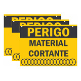 Kit 10 Placas Perigo Material Cortante Em Alumínio