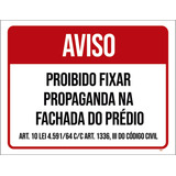 Kit 10 Placas Proibido Fixas Propaganda Fachada Prédio