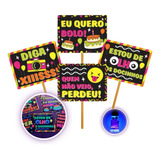 Kit 10 Plaquinhas Neon Divertidas Infantil Brilha