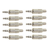 Kit 10 Plug Conector P2 Estéreo C Mola Metal Níquel