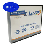 Kit 10 Porta Cd dvd Plástico Preto Para 12 Discos Levox