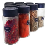 Kit 10 Potes 100ml Plastico Temperos Tampa Dosadora Cor Plastico Tampa Preta