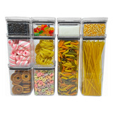 Kit 10 Potes Herméticos Para Mantimentos De Acrilico Empilhavél Kit Utilidades
