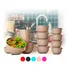 Kit 10 Potes Mais Jarra Com Tampa Conjunto Para Micro-ondas Freezer Marmita Bege - Loja Floresta Urbana