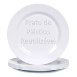 Kit 10 Prato Sobremesa Plastico Reutilizavel Simples Pratico Liso