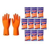 Kit 10 Prs Luva De Látex Natural Laranja Sanro Plus Limpeza