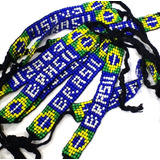 Kit 10 Pulseiras Miçanga Bandeira Brasil Souvenir Artesanato
