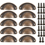 Kit 10 Puxadores Colonial Concha Para Moveis Armários 64mm Cor Cobre Antigo Vermelho Sem Padrão
