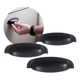 Kit 10 Puxadores Colonial Concha Preto Para Móveis Armários