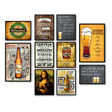 Kit 10 Quadros Decorativos De Bebidas Bar Cerveja 002