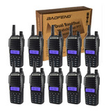 Kit 10 Rádio Comunicador Walk Talk Baofeng Dual Band Uv 82