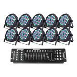 Kit 10 Refletor Par64 Led 36 Leds 3w Rgbw Dmx Mesa Dmx 192