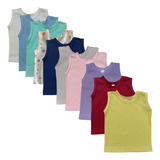 Kit 10 Regata Pijama Camiseta Bebê Menino Menina Verão Lisa