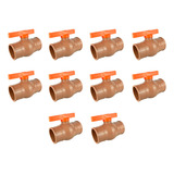 Kit 10 Registros Esfera Soldável Pvc 25mm 3 4 Marrom Cola